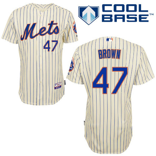 Andrew Brown #47 MLB Jersey-New York Mets Men's Authentic Home White Cool Base Baseball Jersey